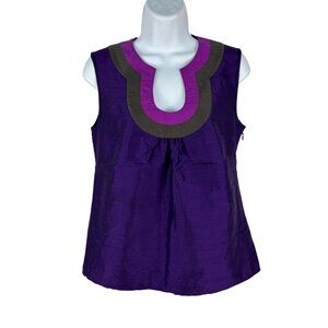 Banana Republic Petite Sleeveless Top With Keyhole Neckline & Tri-Color Design
